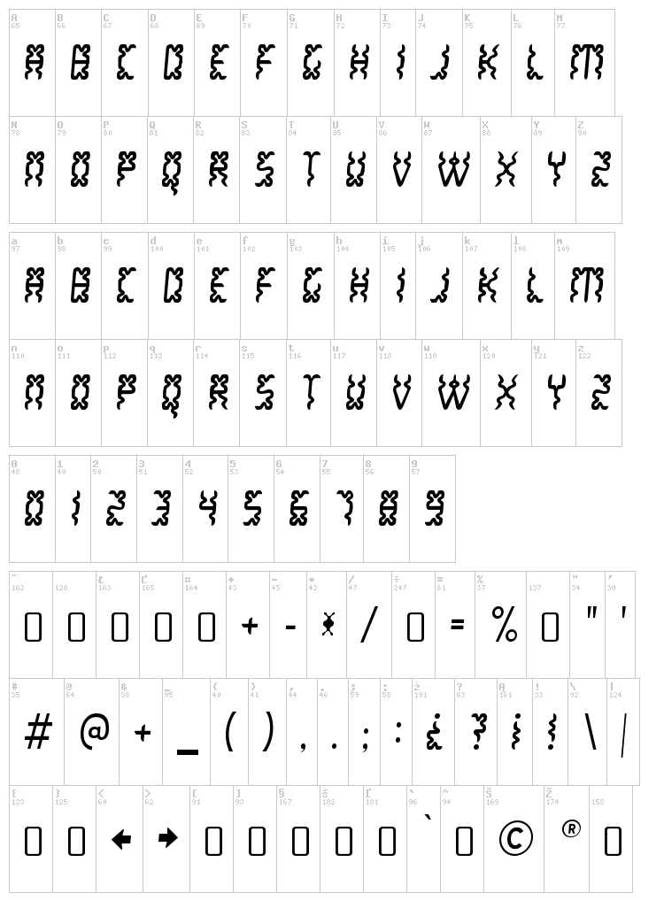 White Lake font map